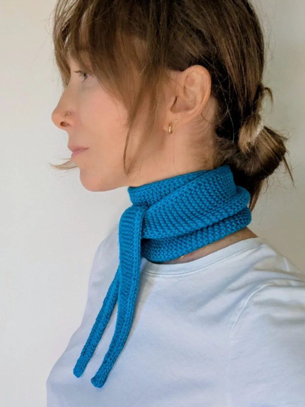 Hand Knit Aquamarine Sophie Scarf Bamboo Coastal Chic Neckerchief